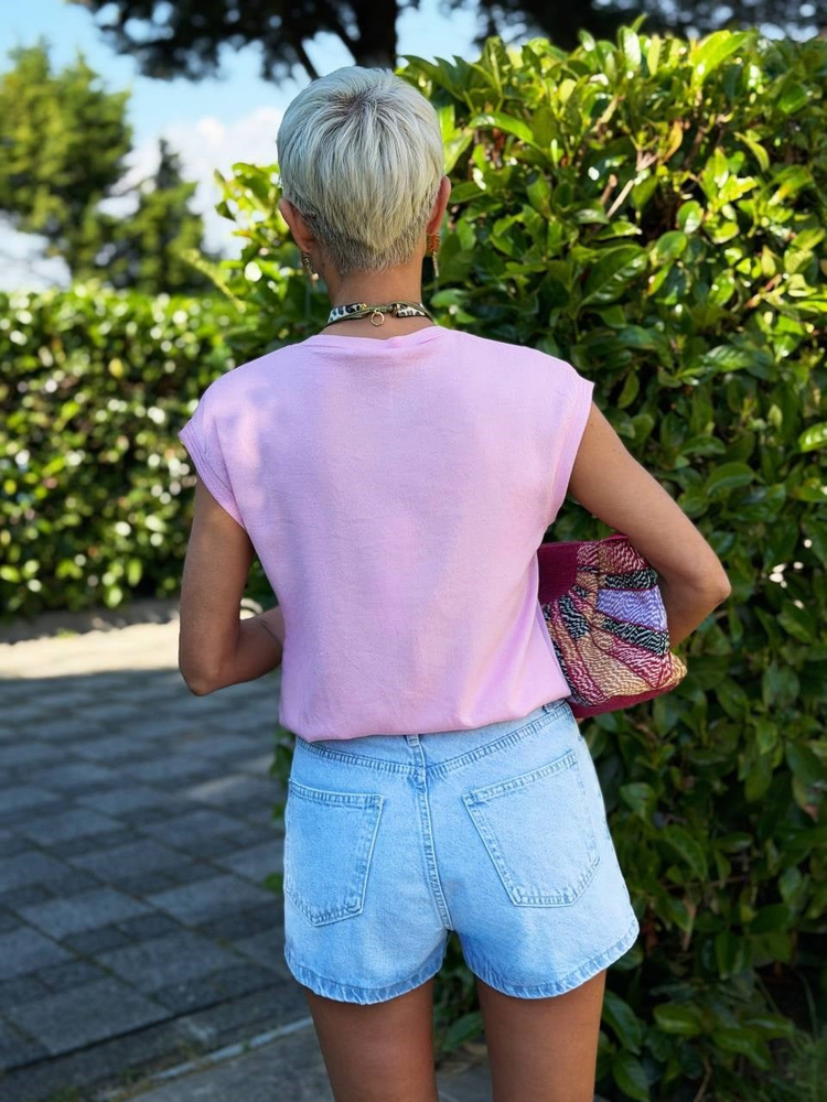PEMBE V YAKA SOFT ÇELİK DOKUMA SÜVETER