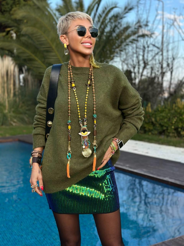 MULTICOLOR SEQUIN KNIT SKIRT