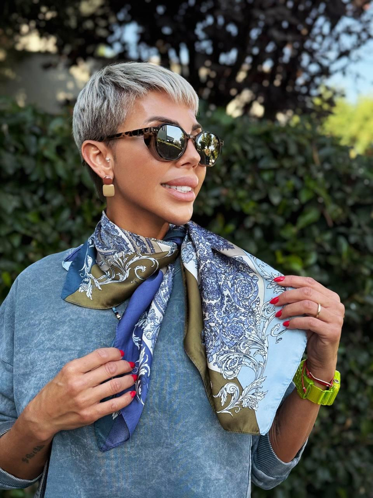 ROYAL BLUE PRINTED SCARF