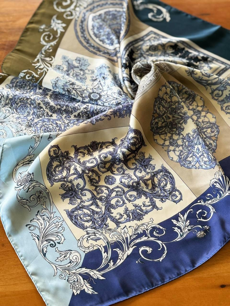 ROYAL BLUE PRINTED SCARF