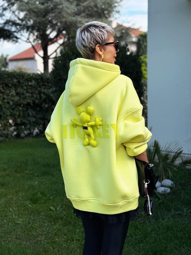 SARI S.STUDIO MICKEY TASARIM HOODİE