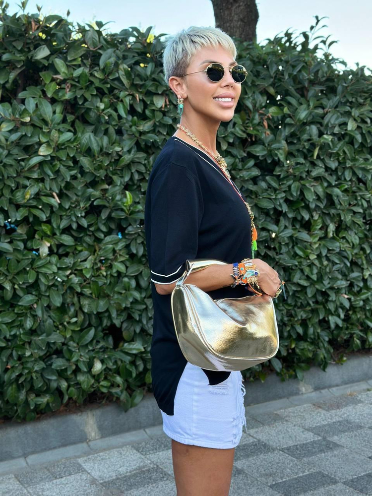 BLACK BOUND V-NECK MERCERIZED BLOUSE