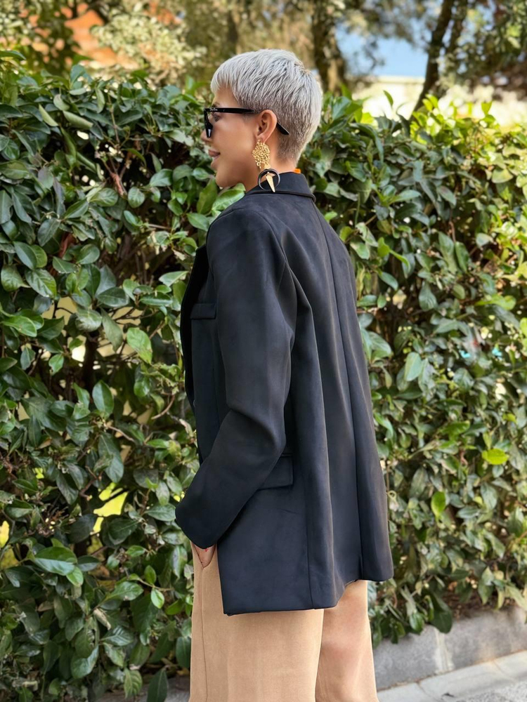BLACK OVERSIZE SUEDE JACKET