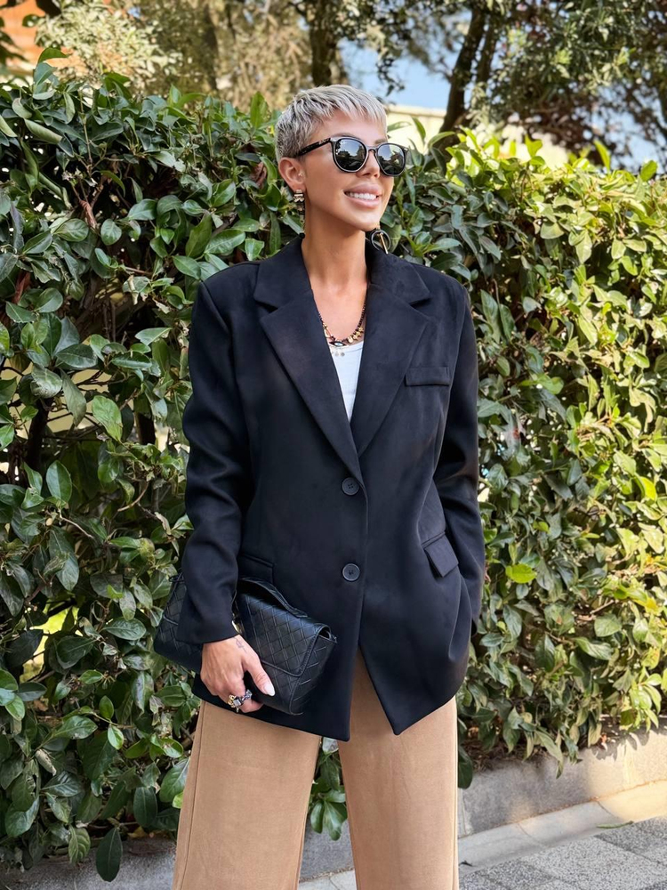 BLACK OVERSIZE SUEDE JACKET