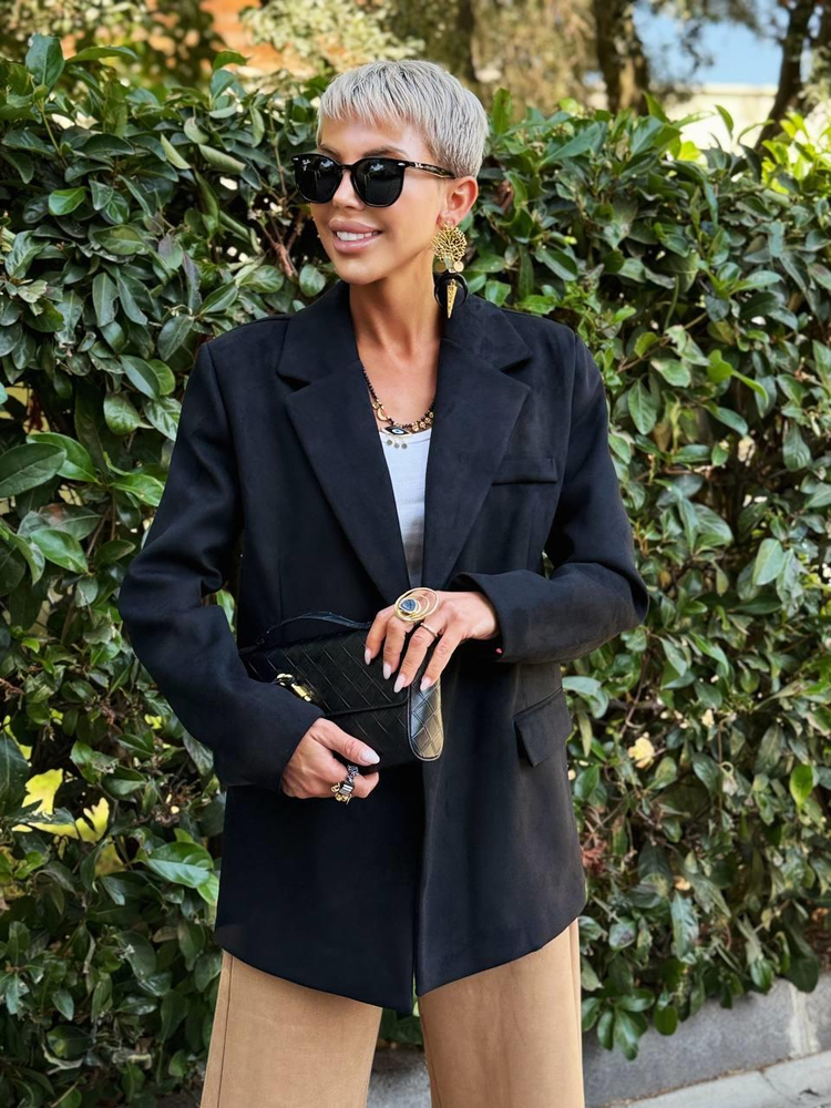 BLACK OVERSIZE SUEDE JACKET