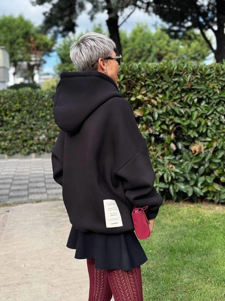BLACK S.STUDIO PREMIUM OVERSIZE HOODIE