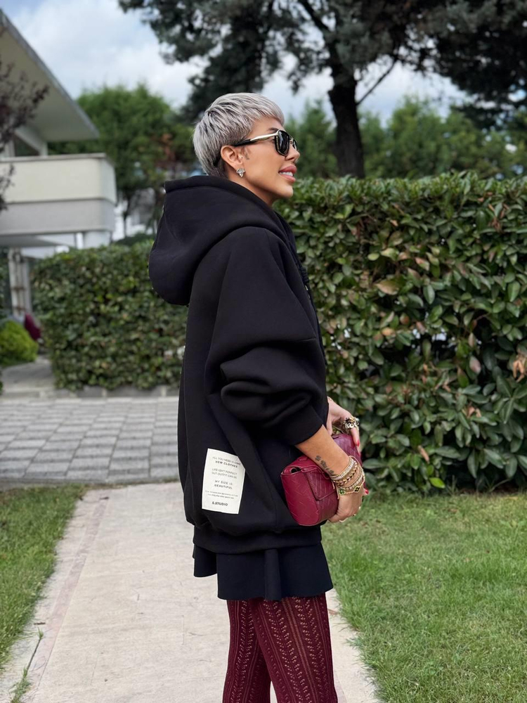 BLACK S.STUDIO PREMIUM OVERSIZE HOODIE