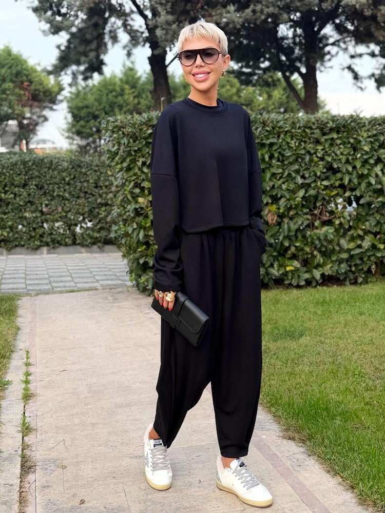 SİYAH ŞALVAR MODEL MODAL TAKIM 