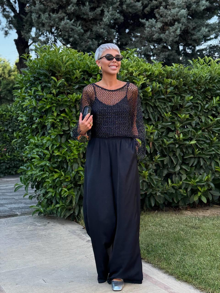 BLACK TENCEL DRAPED PANTS