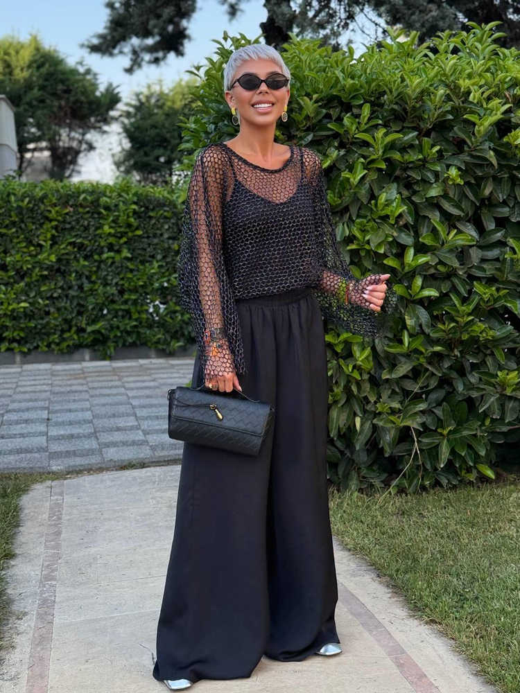 BLACK TENCEL DRAPED PANTS
