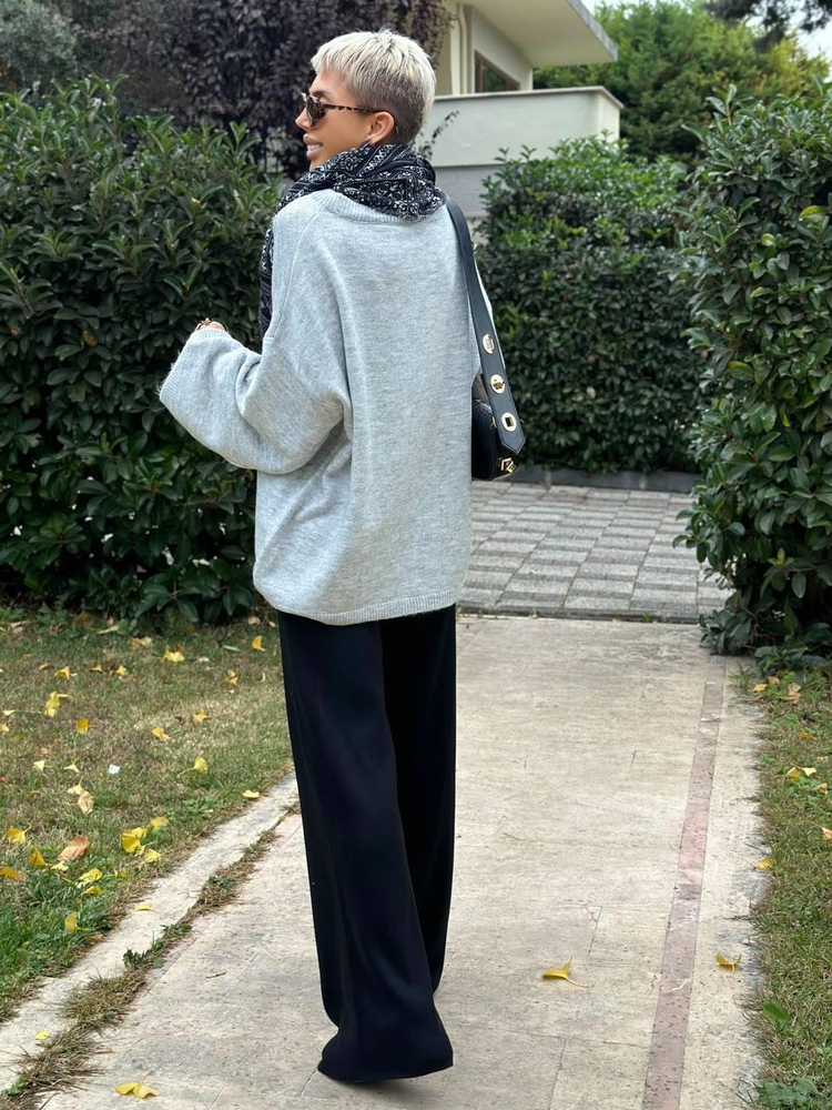 BLACK KNIT PALAZZO PANTS 