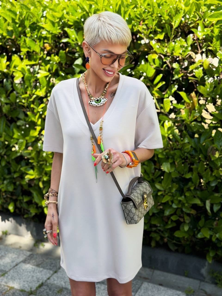 VİZON S.STUDIO V YAKA BASIC MODAL ELBİSE