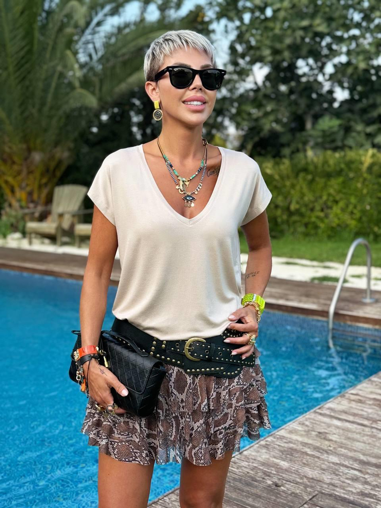 VİZON S.STUDIO DERİN V YAKA PAMUK MODAL TSHIRT