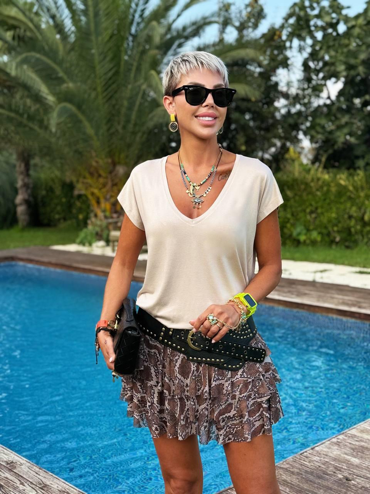 VİZON S.STUDIO DERİN V YAKA PAMUK MODAL TSHIRT
