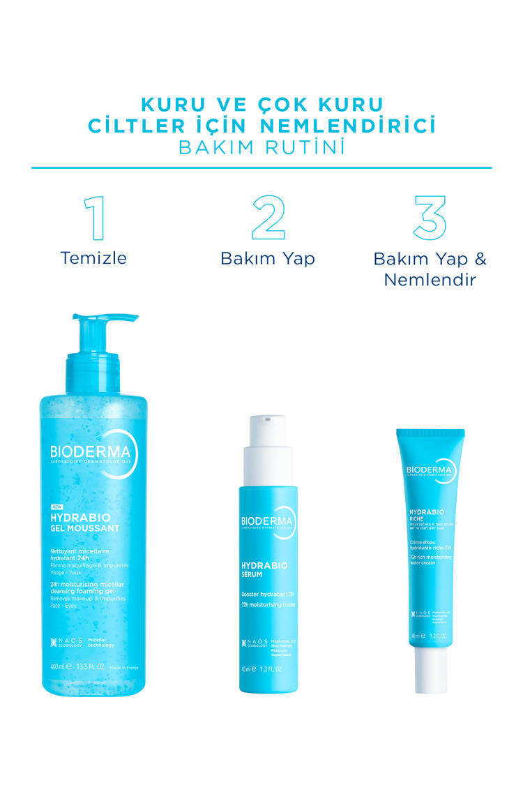 Bioderma Hydrabio Rich Kuru Ciltler için Su Bazlı Nemlendirici Yüz Bakım Kremi 40 ML