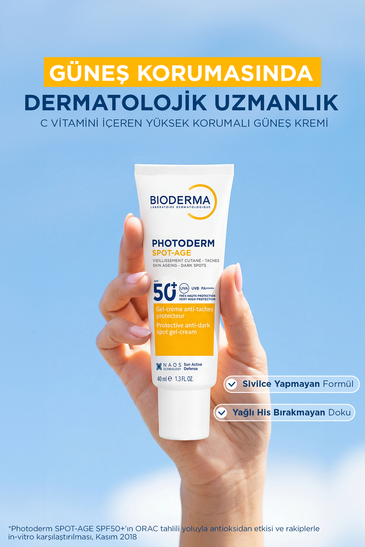 Bioderma Photoderm Spot Age SPF50+ Leke, Yaşlanma Karşıtı Yüksek Korumalı Güneş Kremi 40 ml