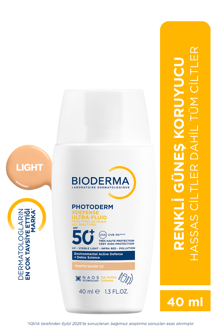 Bioderma Photoderm XDefense SPF50+ Tüm Cilt Tipleri UVA/UVB Yüksek Korumalı Renkli Güneş Kremi Light 40ML
