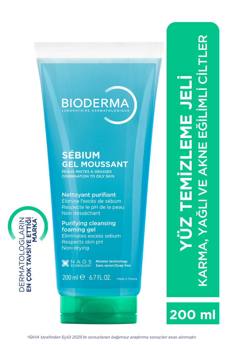 Bioderma Sebium Karma, Yağlı ve Akne Eğilimli Ciltler için Yüz, Vücut Temizleme Jeli 200 ml