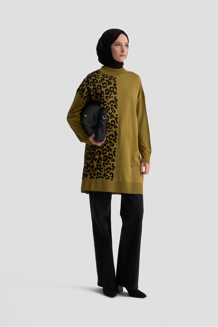 Armine Trend Triko Tunik Yağ Yeşili - 25KTD4110