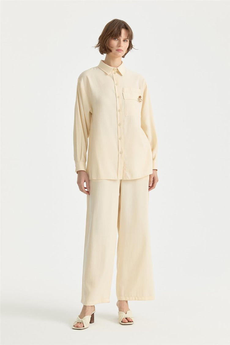 Cep Detaylı Tencel Pantolon Tunik Takım Tereyağ Sarısı - 261TK3071NH.1
