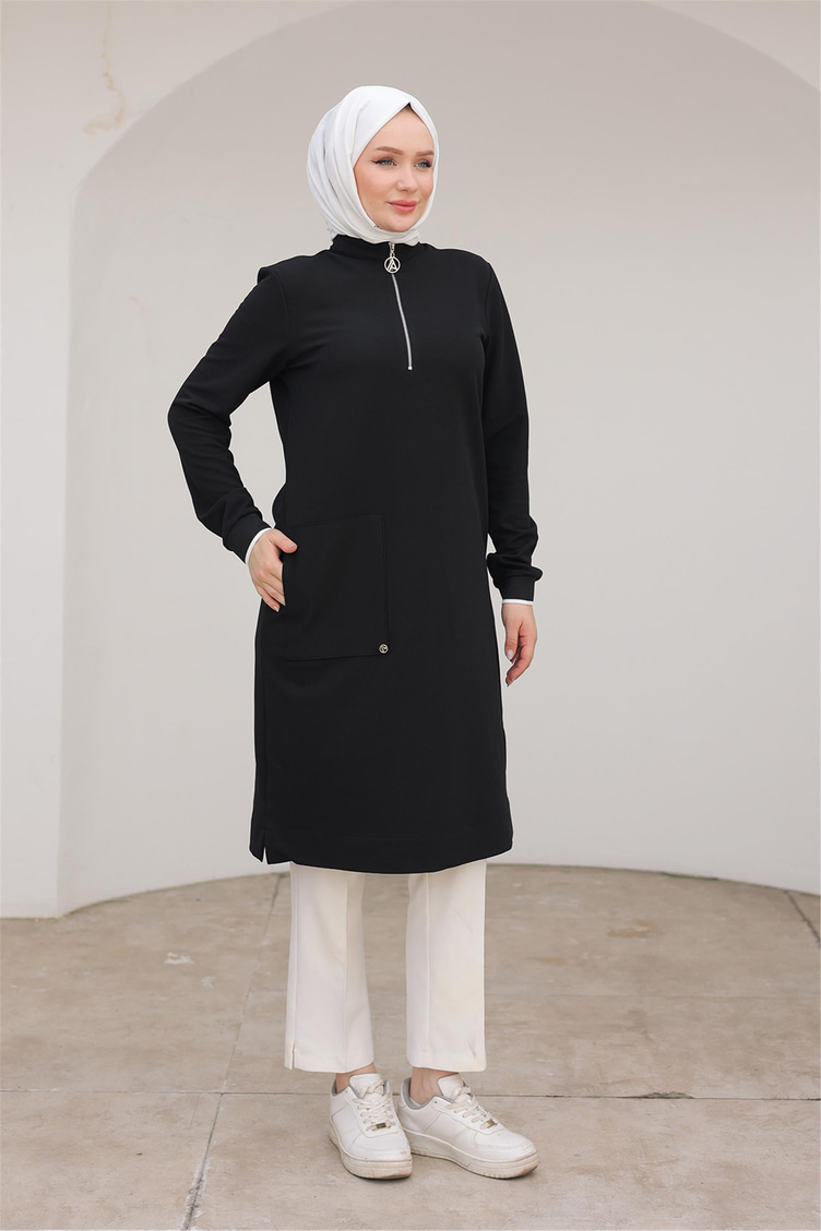 Dik Yaka Siyah Tunik