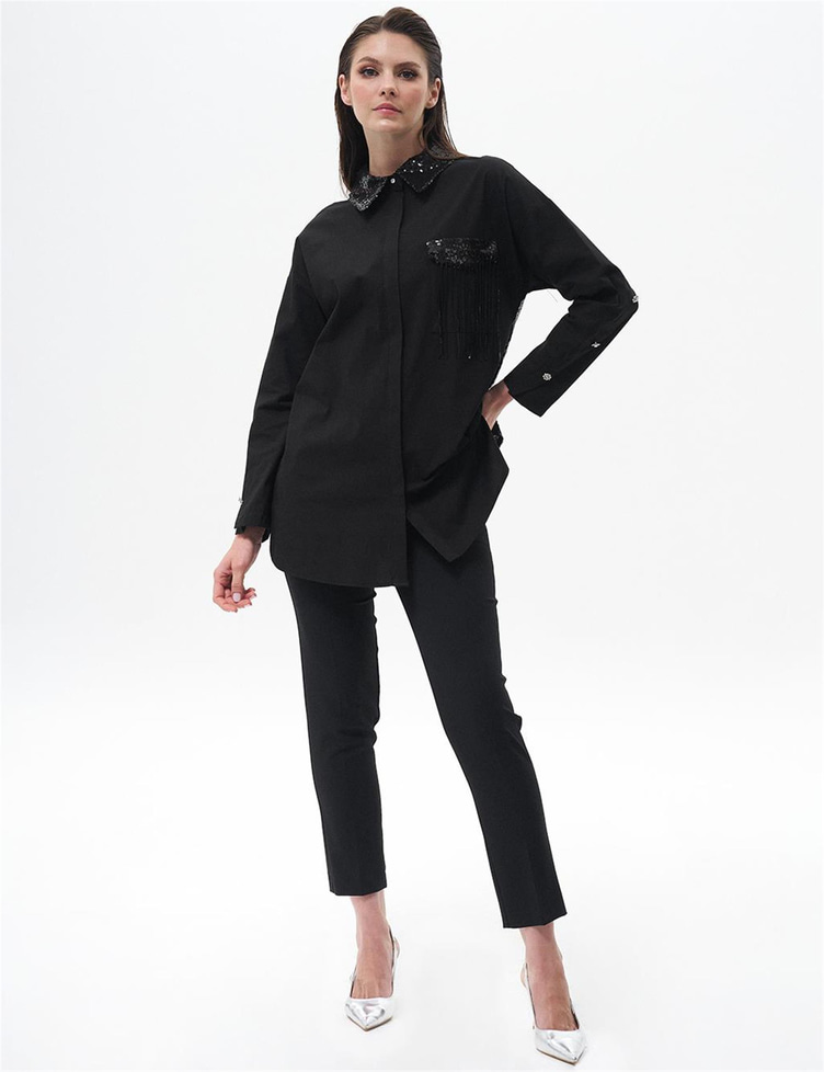 Havuç Kesim Basic Pantolon Siyah