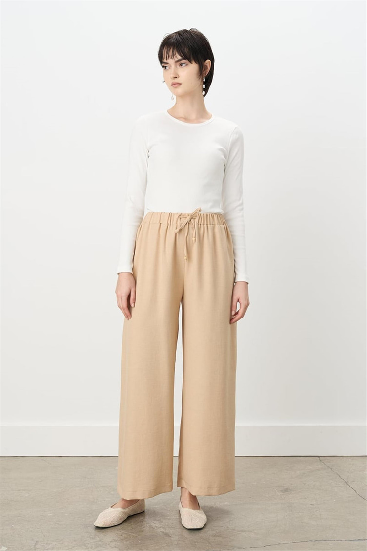 Nihan Beli Lastikli Bol Paça Pantolon Camel - 251PA4293NH.1