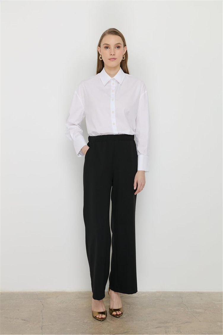 Nihan Beli Lastikli Ütü İzli Pantolon Siyah - 251PA4064NH.3