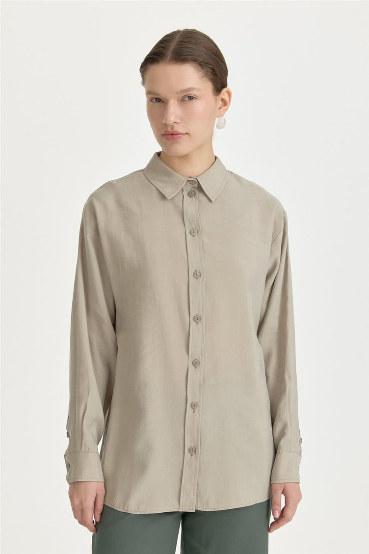 Oversize Tencel Tunik Taş - 261TN5180NH.1