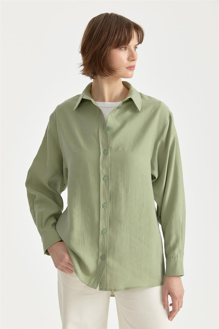 Oversize Tencel Tunik Yeşil - 261TN5180NH.1