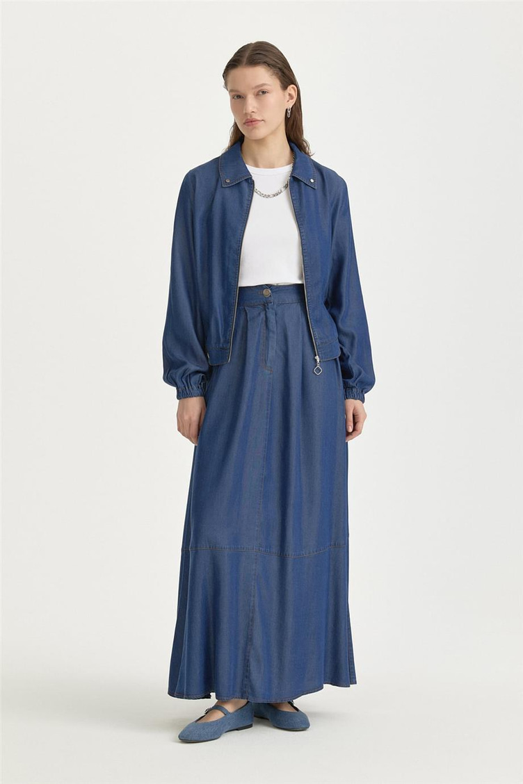 Tencel Etek Ceket Takım İndigo - 261TK5148NH.1