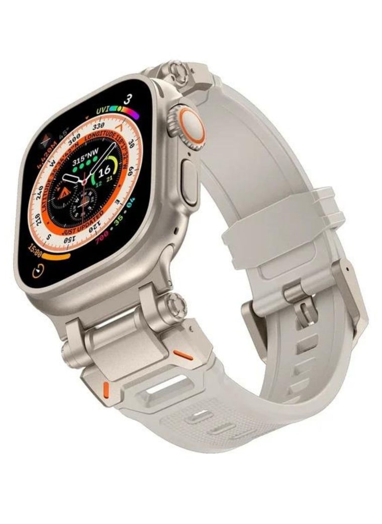 Gri titanium tokalı silikon Apple Watch kordonu