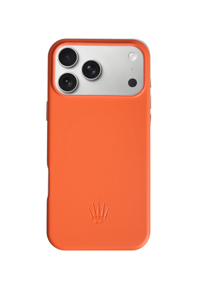 BexoCase iPhone 17 Pro Max turuncu deri kılıf