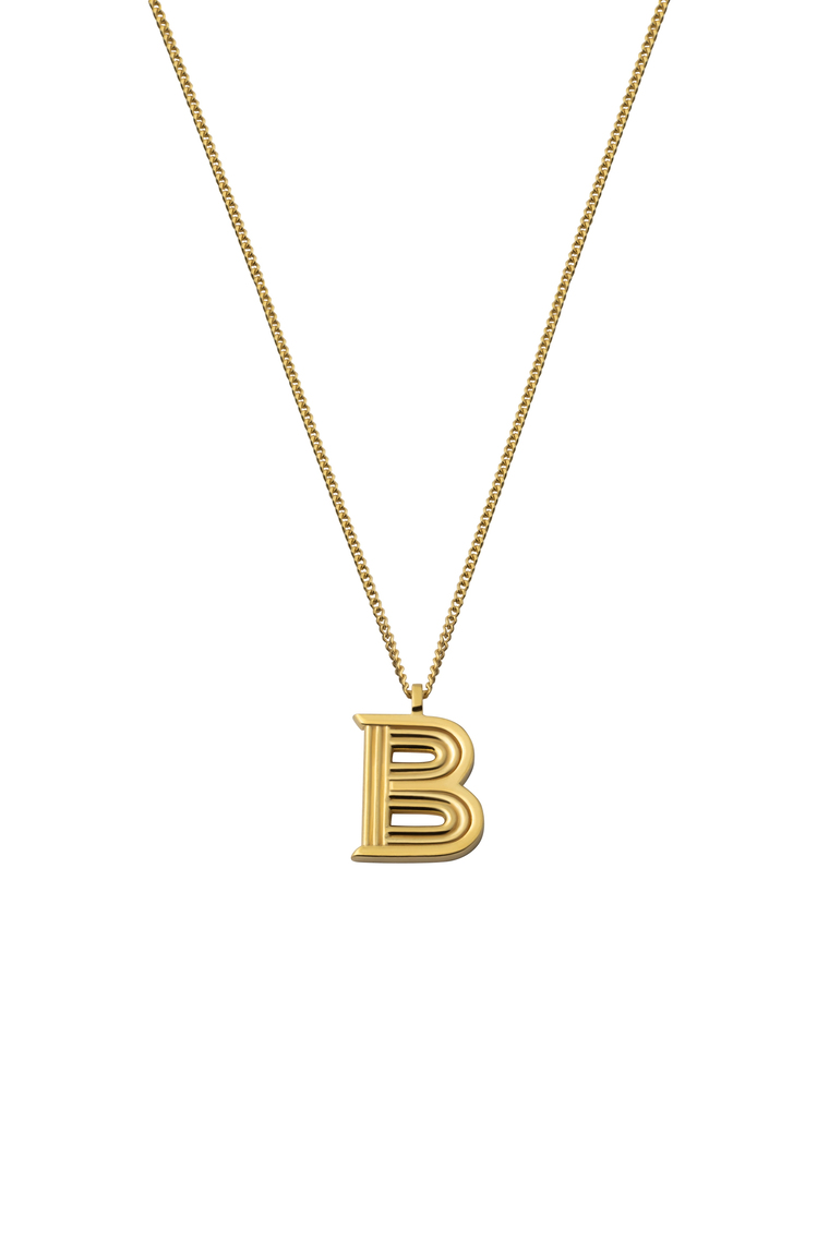 BOLD LETTERS B ALTIN KAPLAMA GÜMÜŞ KOLYE