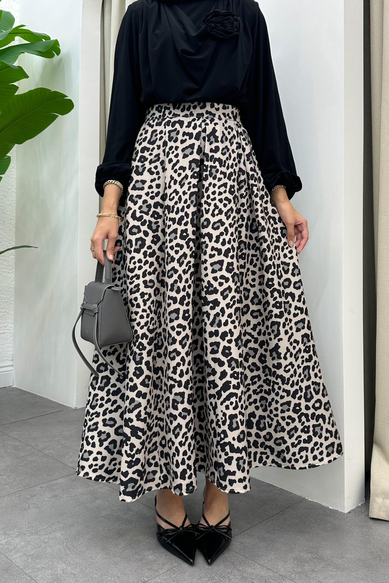 Arby Double Kumaş Etek - LEOPAR