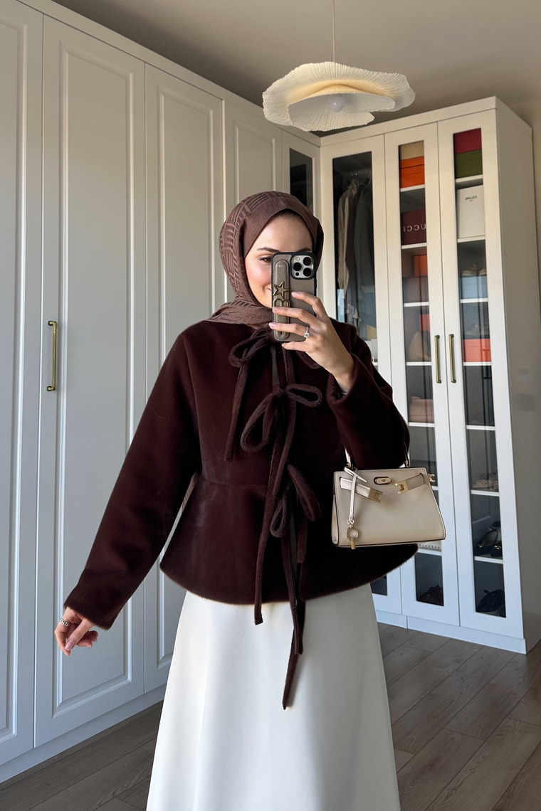 Bağlama Detay GoldFox Ceket - KAHVE