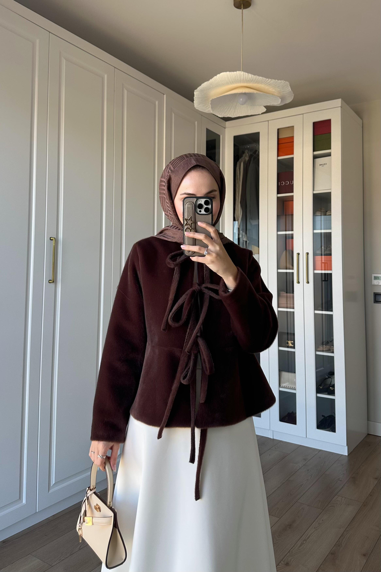Bağlama Detay GoldFox Ceket - KAHVE