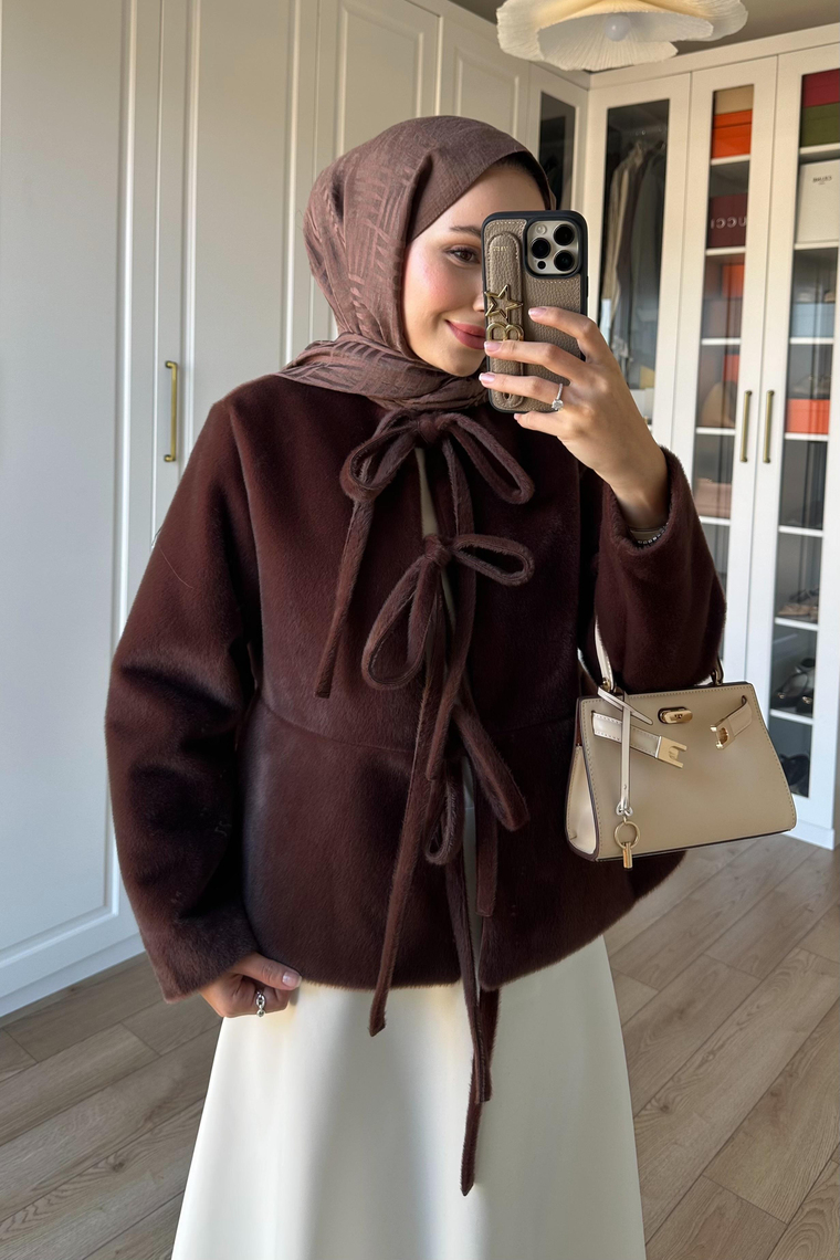 Bağlama Detay GoldFox Ceket - KAHVE