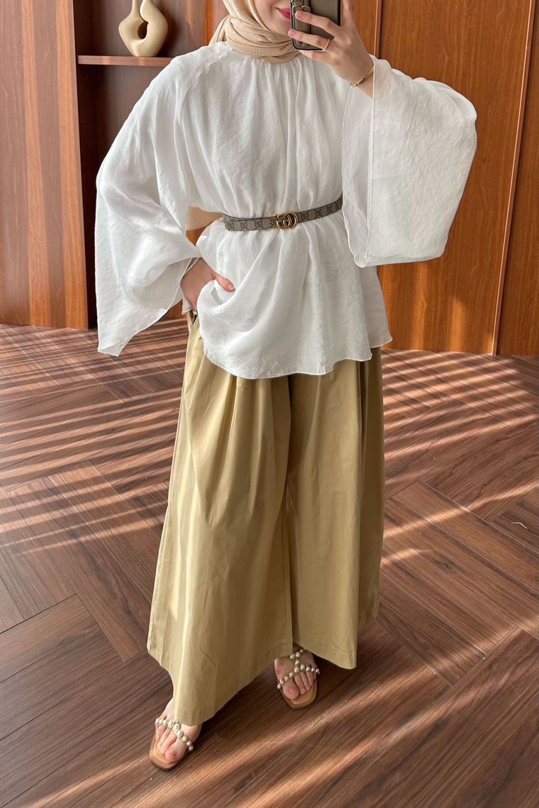 Bol Etekli Pantolon - CAMEL