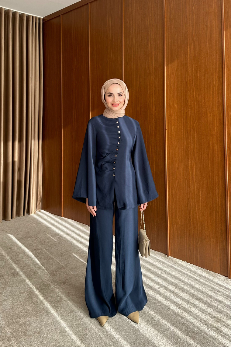 Büzgü Model Pantolonlu Takım - LACİVERT