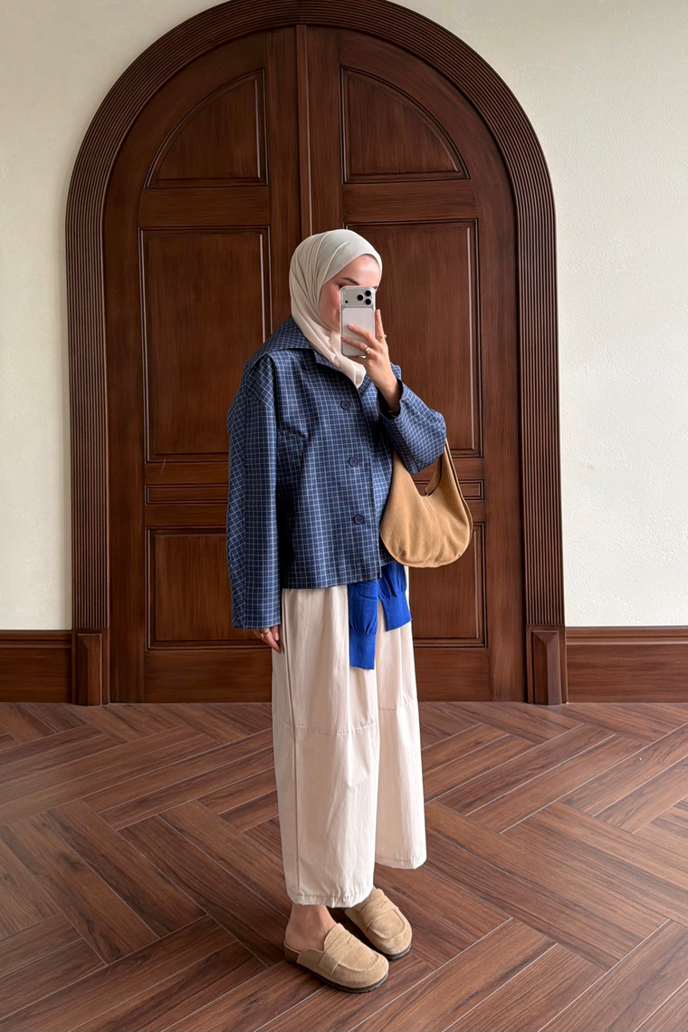 Ekose Bomber Ceket - LACİVERT