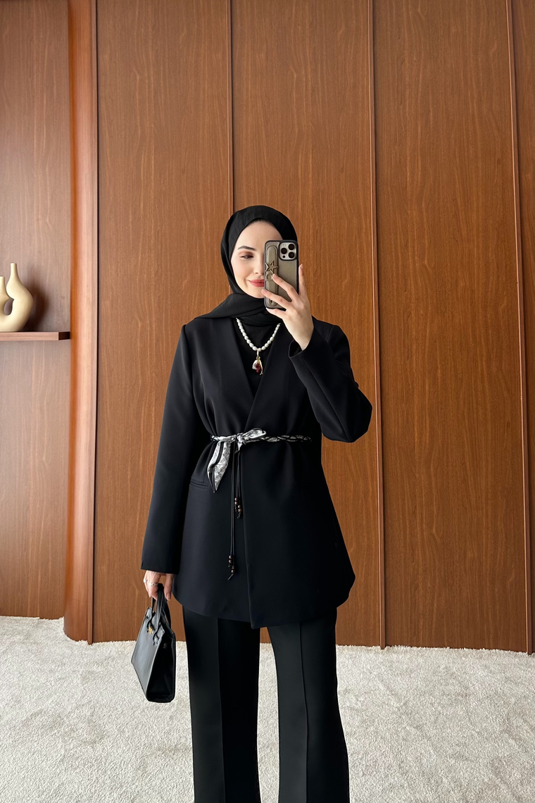 Mary Yakasız Ceket - SİYAH