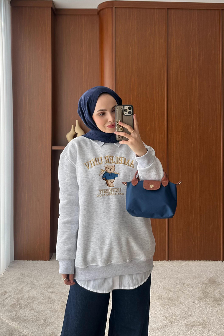 Şardonlu Sweatshirt - GRİ