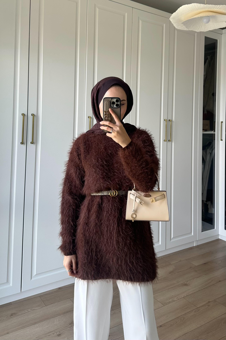 Noira Peluş Kazak - KAHVE