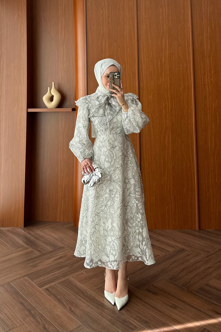 Royal Premium Tasarım Elbise - BEYAZ