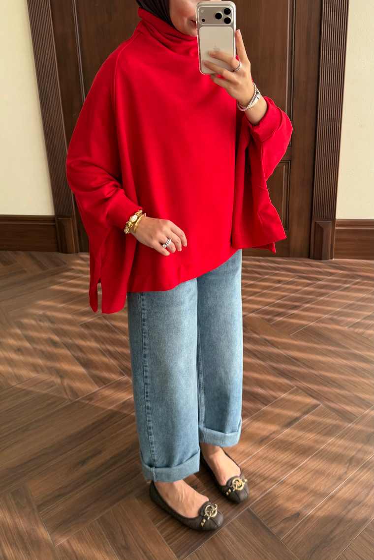 Yarasa Kol Sweat - KIRMIZI