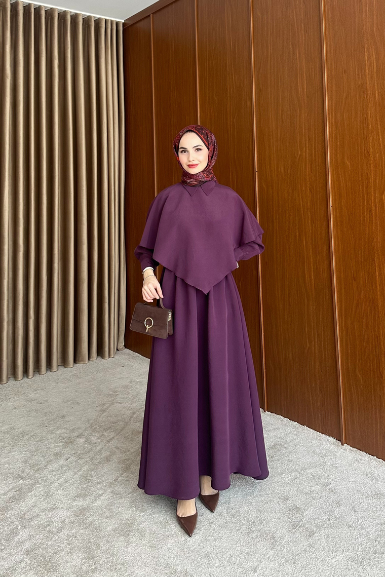 Amira Pelerin Detaylı Elbise - MOR