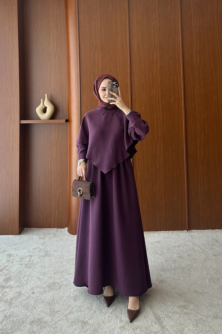 Amira Pelerin Detaylı Elbise - MOR