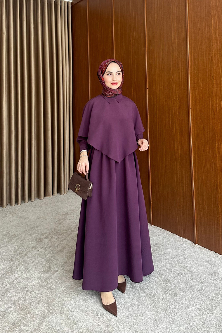 Amira Pelerin Detaylı Elbise - MOR