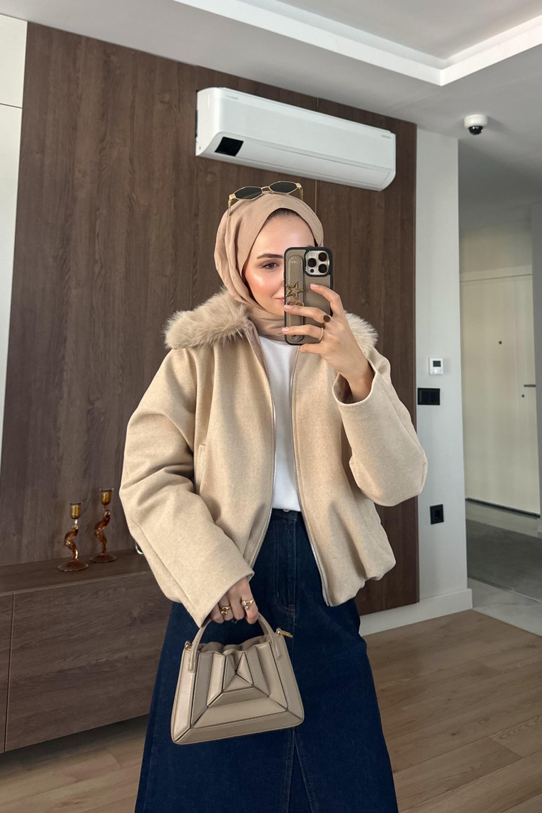 Aniee Kürk Detay Kısa Ceket - TAŞ